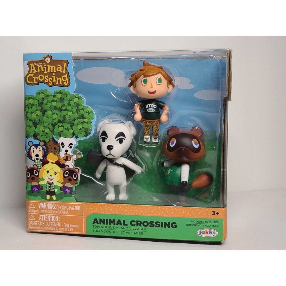 Jakks Animal Crossing Posable Figures Tom Nook, K.K. Slider, and Villager New